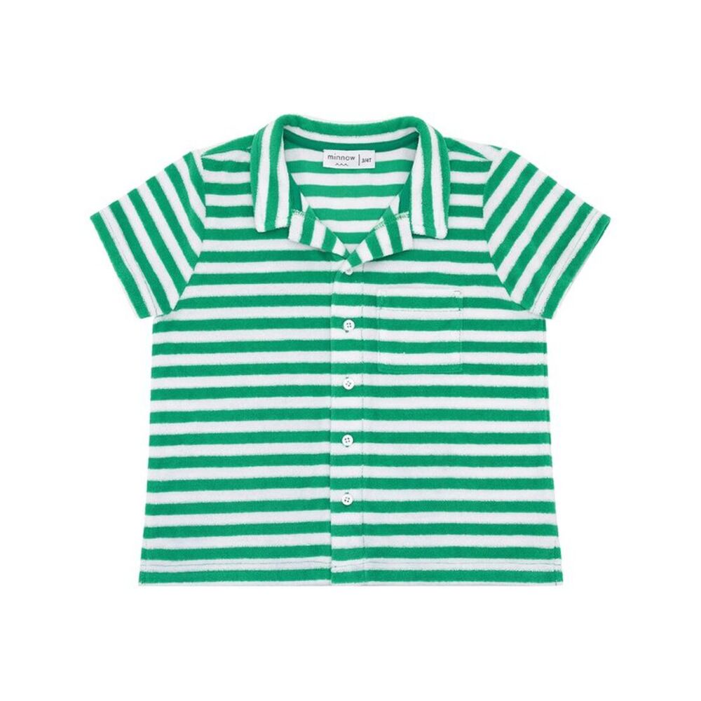 Minnow Boys  French Terry Button-Down Shirt, Green